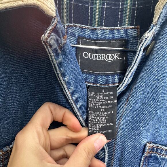 Vintage 1990s Outbrook xs small denim chore coat jacket - Picture 7 of 8